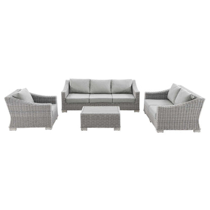 Conway 4-Piece Outdoor Patio Wicker Rattan Furniture Set - Light Gray Gray