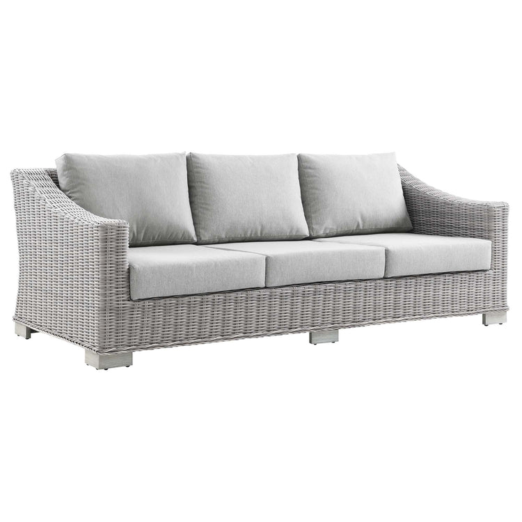 Conway 4-Piece Outdoor Patio Wicker Rattan Furniture Set - Light Gray Gray