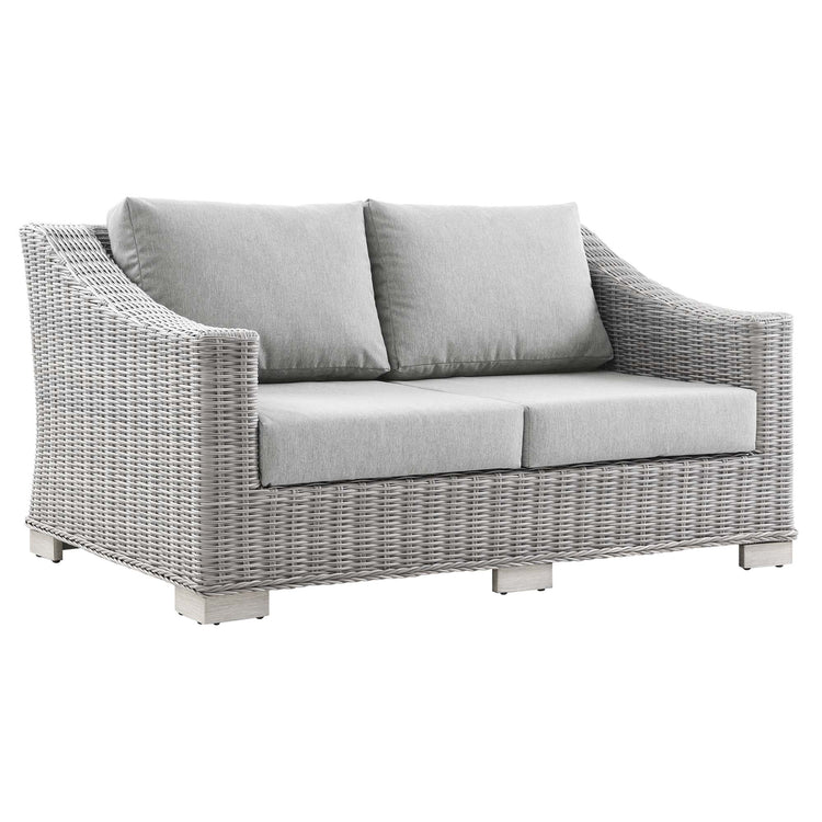 Conway 4-Piece Outdoor Patio Wicker Rattan Furniture Set - Light Gray Gray
