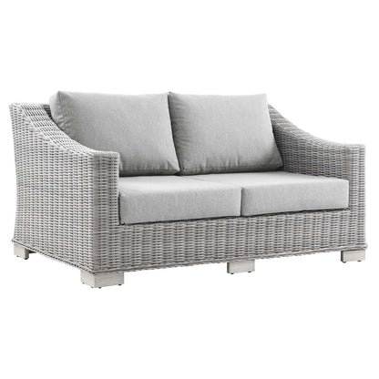 Conway 4-Piece Outdoor Patio Wicker Rattan Furniture Set - Light Gray Gray