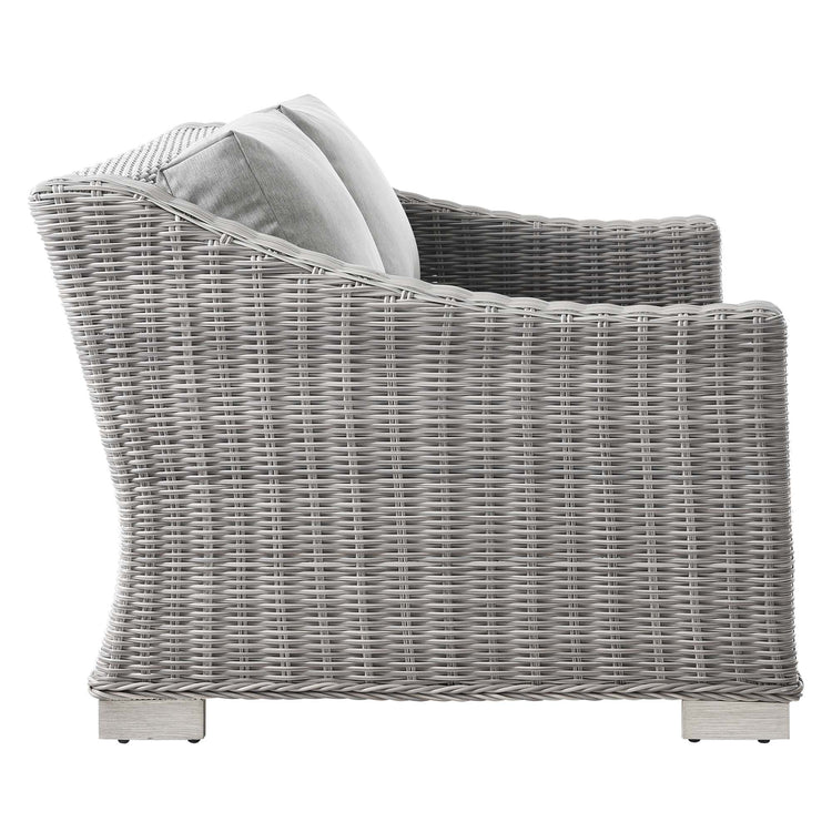 Conway 4-Piece Outdoor Patio Wicker Rattan Furniture Set - Light Gray Gray