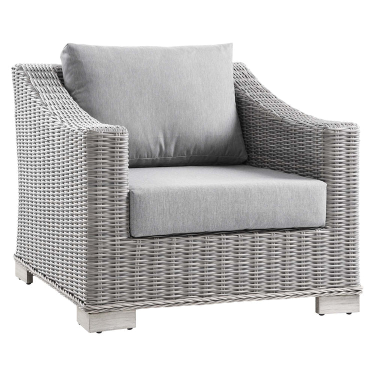 Conway 4-Piece Outdoor Patio Wicker Rattan Furniture Set - Light Gray Gray