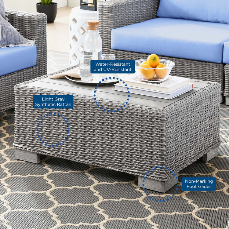 Conway 4-Piece Outdoor Patio Wicker Rattan Furniture Set - Light Gray Light Blue