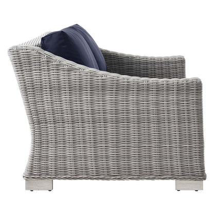 Conway 4-Piece Outdoor Patio Wicker Rattan Furniture Set - Light Gray Navy