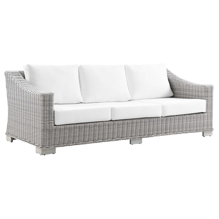 Conway 4-Piece Outdoor Patio Wicker Rattan Furniture Set - Light Gray White