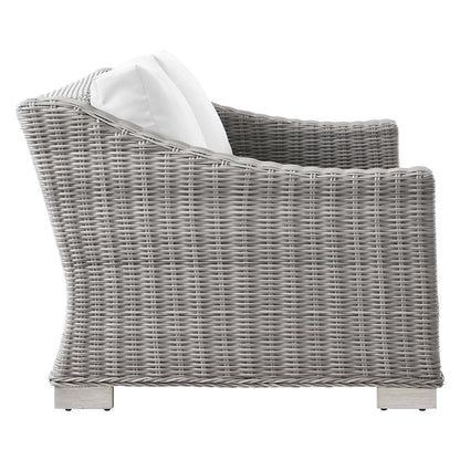 Conway 4-Piece Outdoor Patio Wicker Rattan Furniture Set - Light Gray White