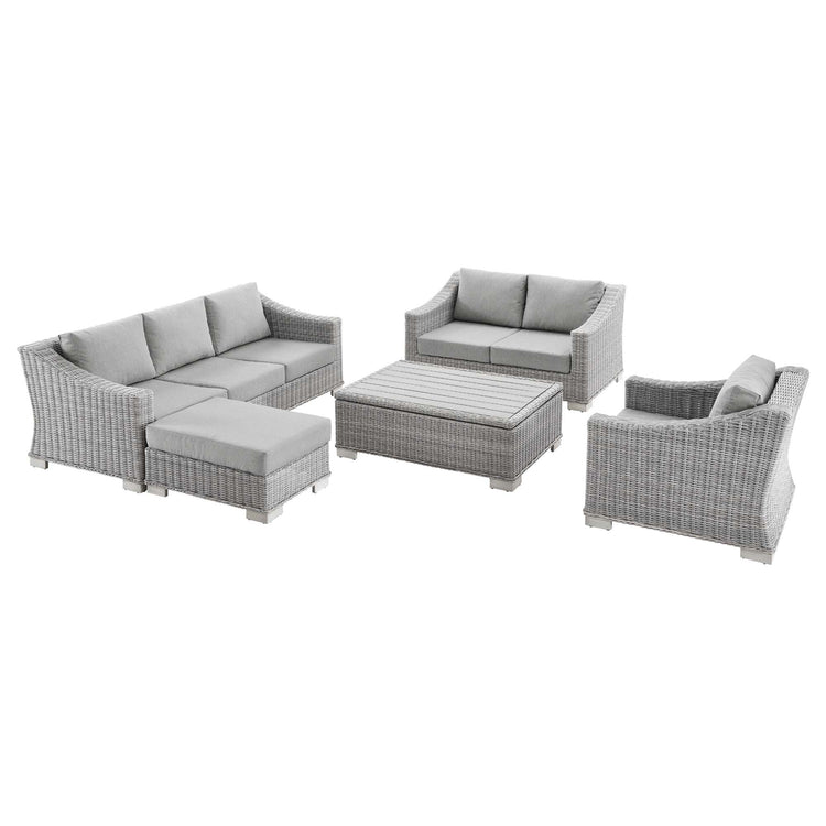 Conway 5-Piece Outdoor Patio Wicker Rattan Furniture Set - Light Gray Gray