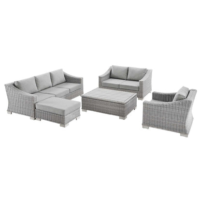 Conway 5-Piece Outdoor Patio Wicker Rattan Furniture Set - Light Gray Gray