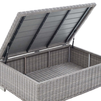 Conway 5-Piece Outdoor Patio Wicker Rattan Furniture Set - Light Gray Navy