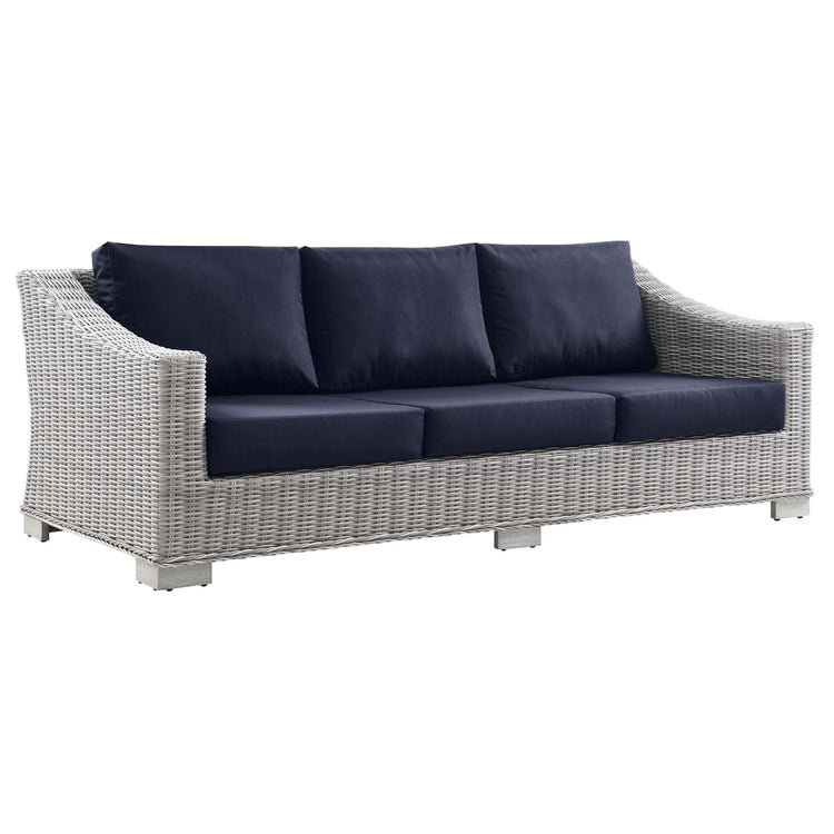 Conway 5-Piece Outdoor Patio Wicker Rattan Furniture Set - Light Gray Navy