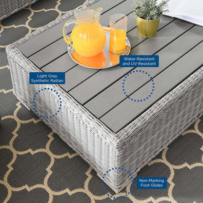 Conway 5-Piece Outdoor Patio Wicker Rattan Furniture Set - Light Gray White