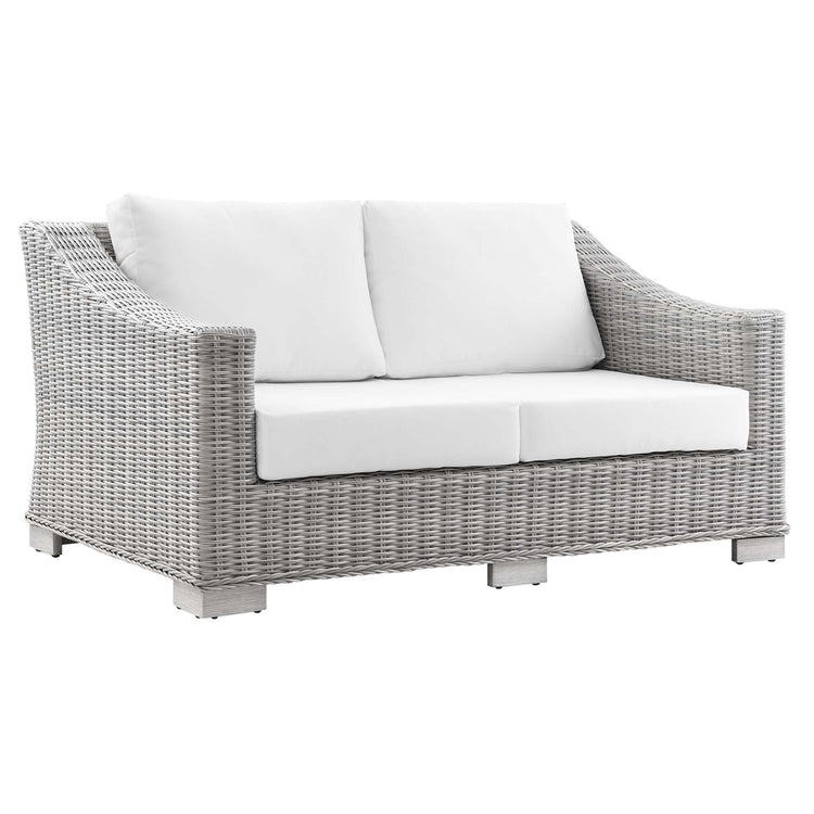 Conway 5-Piece Outdoor Patio Wicker Rattan Furniture Set - Light Gray White