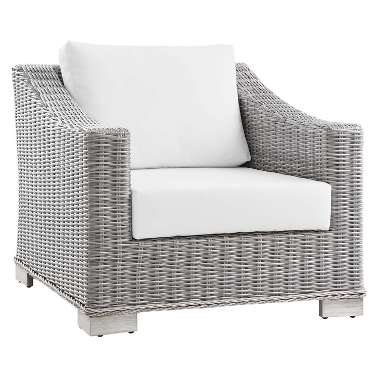Conway 5-Piece Outdoor Patio Wicker Rattan Furniture Set - Light Gray White