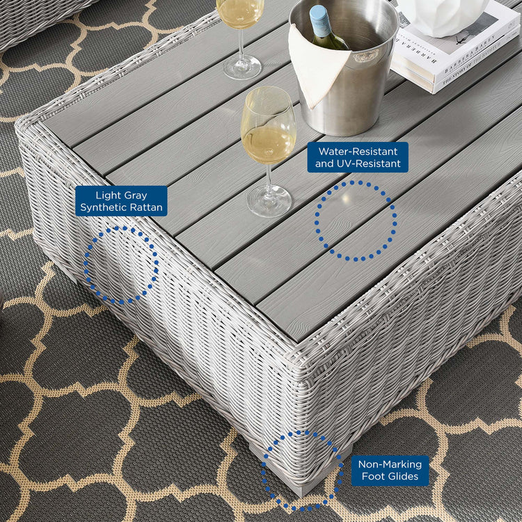 Conway 4-Piece Outdoor Patio Wicker Rattan Furniture Set - Light Gray Gray