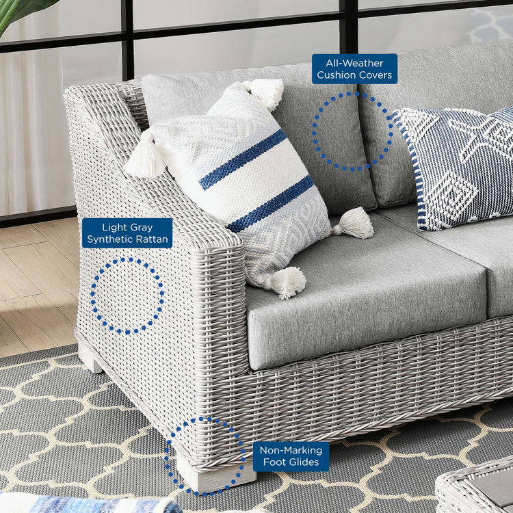 Conway 4-Piece Outdoor Patio Wicker Rattan Furniture Set - Light Gray Gray