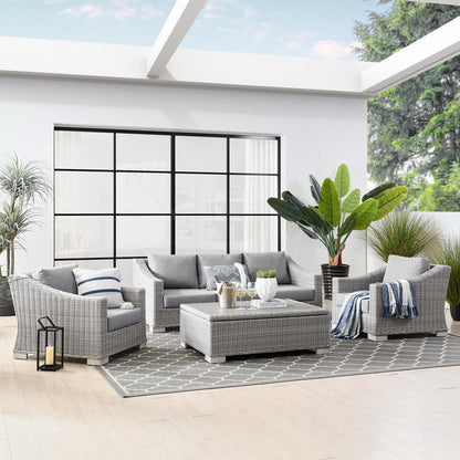 Conway 4-Piece Outdoor Patio Wicker Rattan Furniture Set - Light Gray Gray