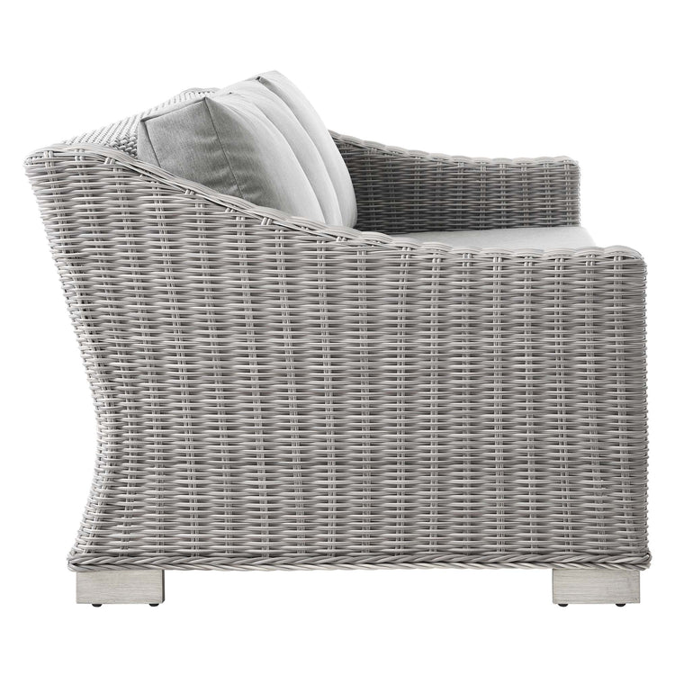 Conway 4-Piece Outdoor Patio Wicker Rattan Furniture Set - Light Gray Gray