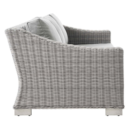 Conway 4-Piece Outdoor Patio Wicker Rattan Furniture Set - Light Gray Gray