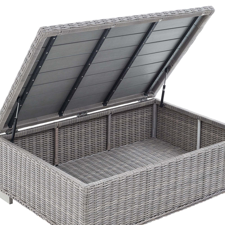 Conway 4-Piece Outdoor Patio Wicker Rattan Furniture Set - Light Gray Light Blue