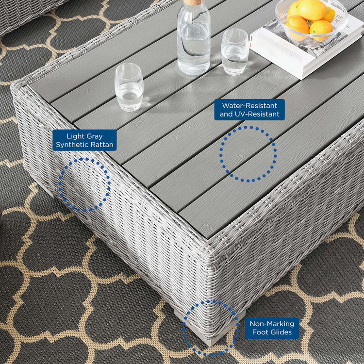 Conway 4-Piece Outdoor Patio Wicker Rattan Furniture Set - Light Gray Light Blue