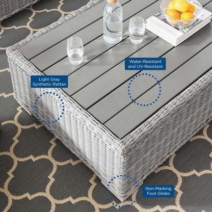 Conway 4-Piece Outdoor Patio Wicker Rattan Furniture Set - Light Gray Light Blue