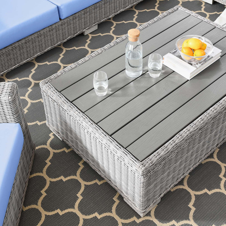 Conway 4-Piece Outdoor Patio Wicker Rattan Furniture Set - Light Gray Light Blue