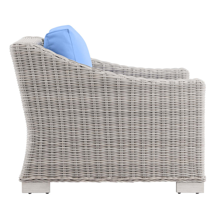 Conway 4-Piece Outdoor Patio Wicker Rattan Furniture Set - Light Gray Light Blue