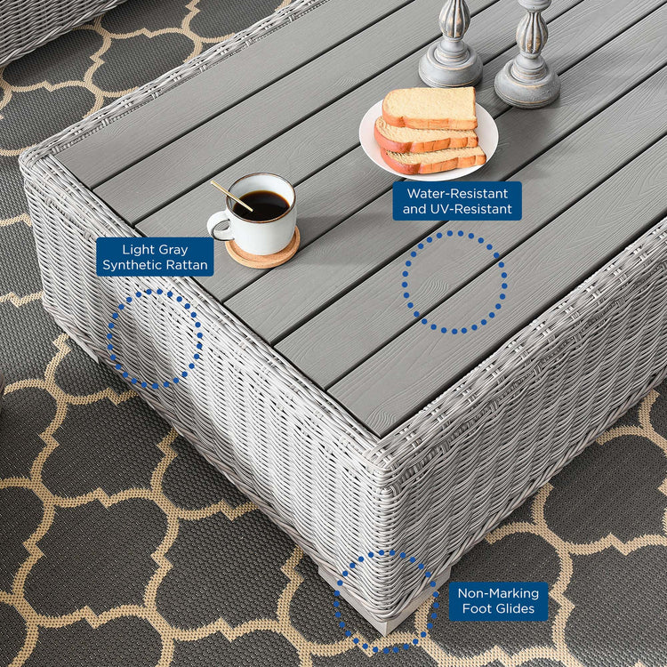 Conway 4-Piece Outdoor Patio Wicker Rattan Furniture Set - Light Gray Navy