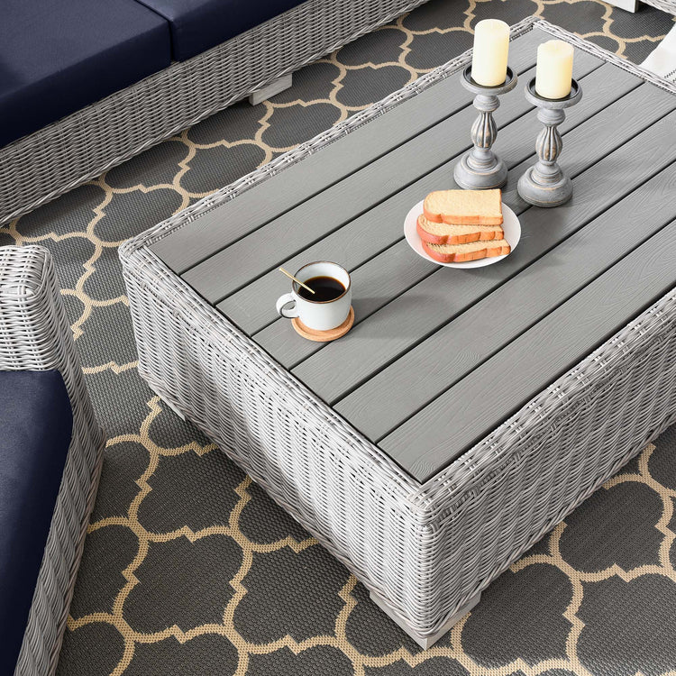 Conway 4-Piece Outdoor Patio Wicker Rattan Furniture Set - Light Gray Navy