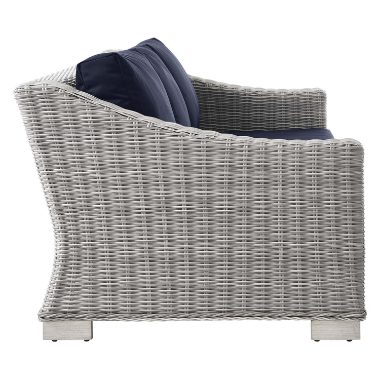 Conway 4-Piece Outdoor Patio Wicker Rattan Furniture Set - Light Gray Navy