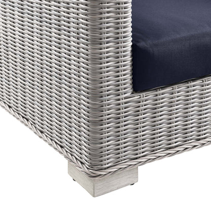 Conway 4-Piece Outdoor Patio Wicker Rattan Furniture Set - Light Gray Navy