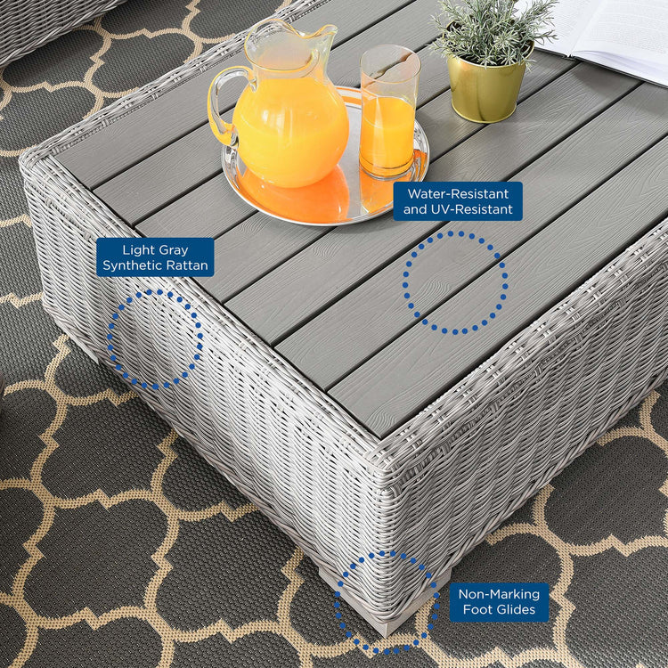 Conway 4-Piece Outdoor Patio Wicker Rattan Furniture Set - Light Gray White