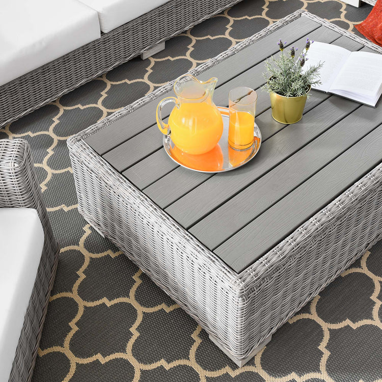 Conway 4-Piece Outdoor Patio Wicker Rattan Furniture Set - Light Gray White