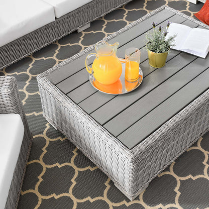 Conway 4-Piece Outdoor Patio Wicker Rattan Furniture Set - Light Gray White
