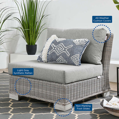 Conway 5-Piece Outdoor Patio Wicker Rattan Furniture Set - Light Gray Gray