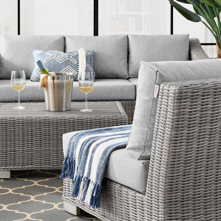 Conway 5-Piece Outdoor Patio Wicker Rattan Furniture Set - Light Gray Gray