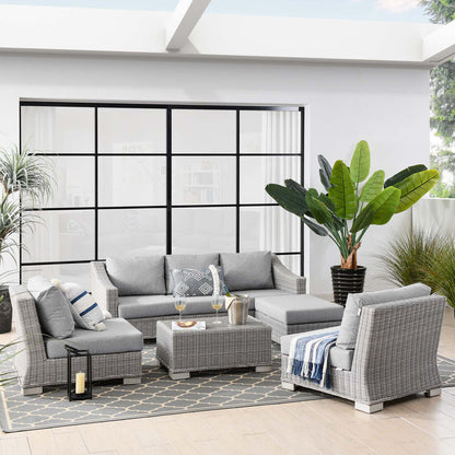 Conway 5-Piece Outdoor Patio Wicker Rattan Furniture Set - Light Gray Gray