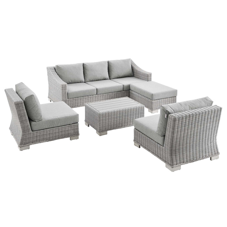 Conway 5-Piece Outdoor Patio Wicker Rattan Furniture Set - Light Gray Gray