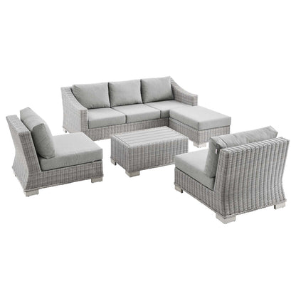 Conway 5-Piece Outdoor Patio Wicker Rattan Furniture Set - Light Gray Gray