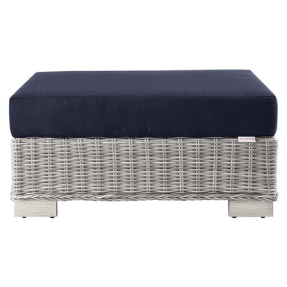 Conway 5-Piece Outdoor Patio Wicker Rattan Furniture Set - Light Gray Navy