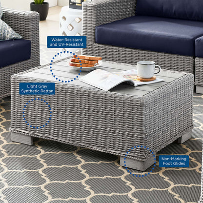 Conway 5-Piece Outdoor Patio Wicker Rattan Furniture Set - Light Gray Navy