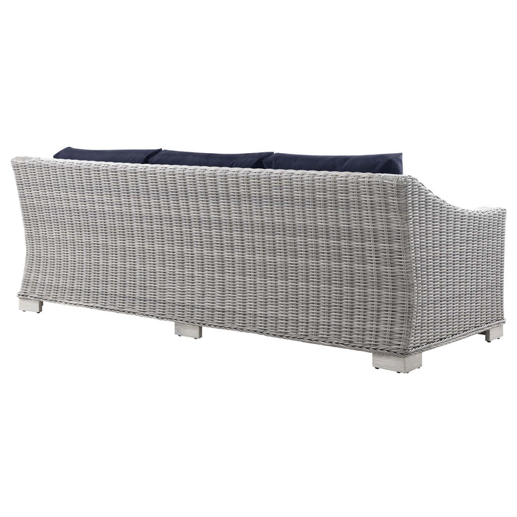 Conway 5-Piece Outdoor Patio Wicker Rattan Furniture Set - Light Gray Navy