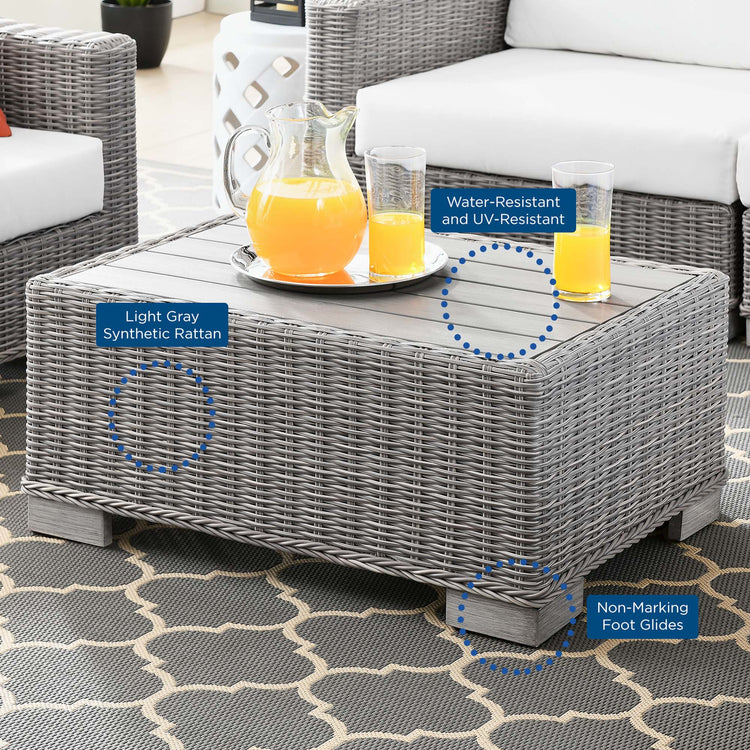 Conway 5-Piece Outdoor Patio Wicker Rattan Furniture Set - Light Gray White