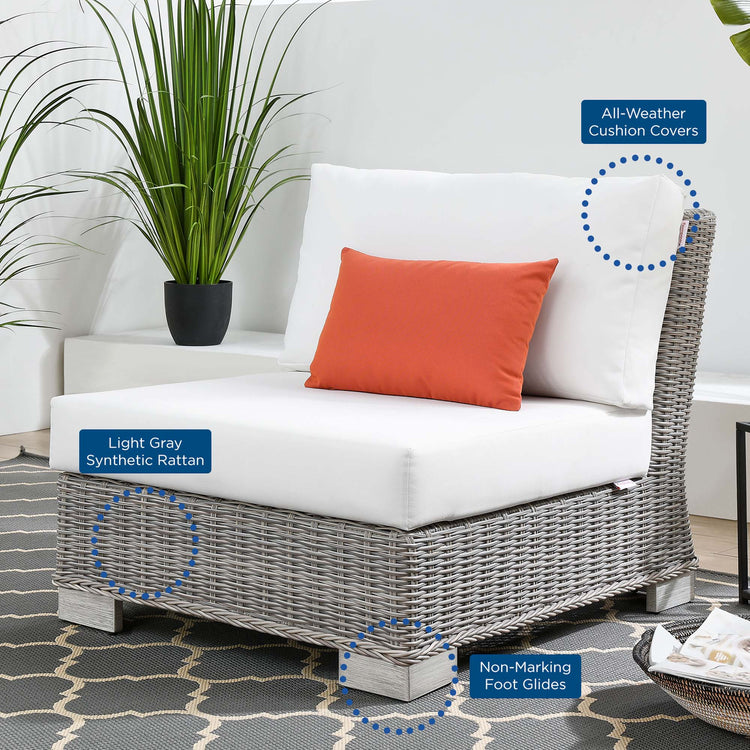 Conway 5-Piece Outdoor Patio Wicker Rattan Furniture Set - Light Gray White
