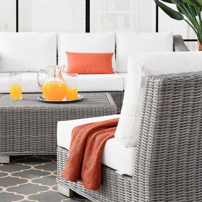 Conway 5-Piece Outdoor Patio Wicker Rattan Furniture Set - Light Gray White