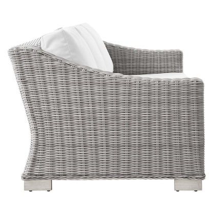 Conway 5-Piece Outdoor Patio Wicker Rattan Furniture Set - Light Gray White