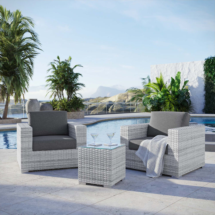 Convene 3-Piece Outdoor Patio Set - Light Gray Charcoal
