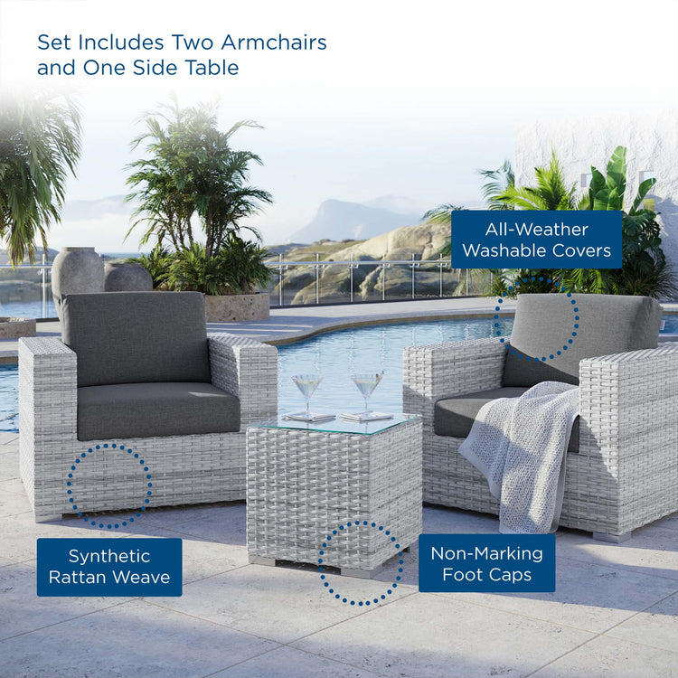 Convene 3-Piece Outdoor Patio Set - Light Gray Charcoal