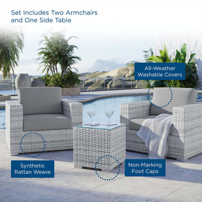 Convene 3-Piece Outdoor Patio Set - Light Gray Gray