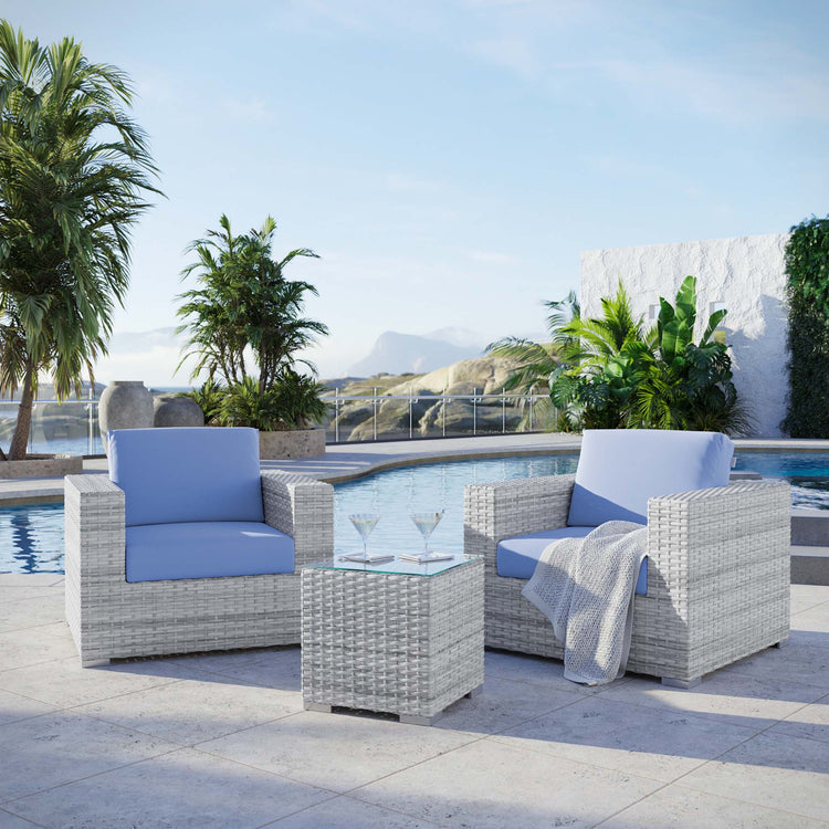 Convene 3-Piece Outdoor Patio Set - Light Gray Light Blue